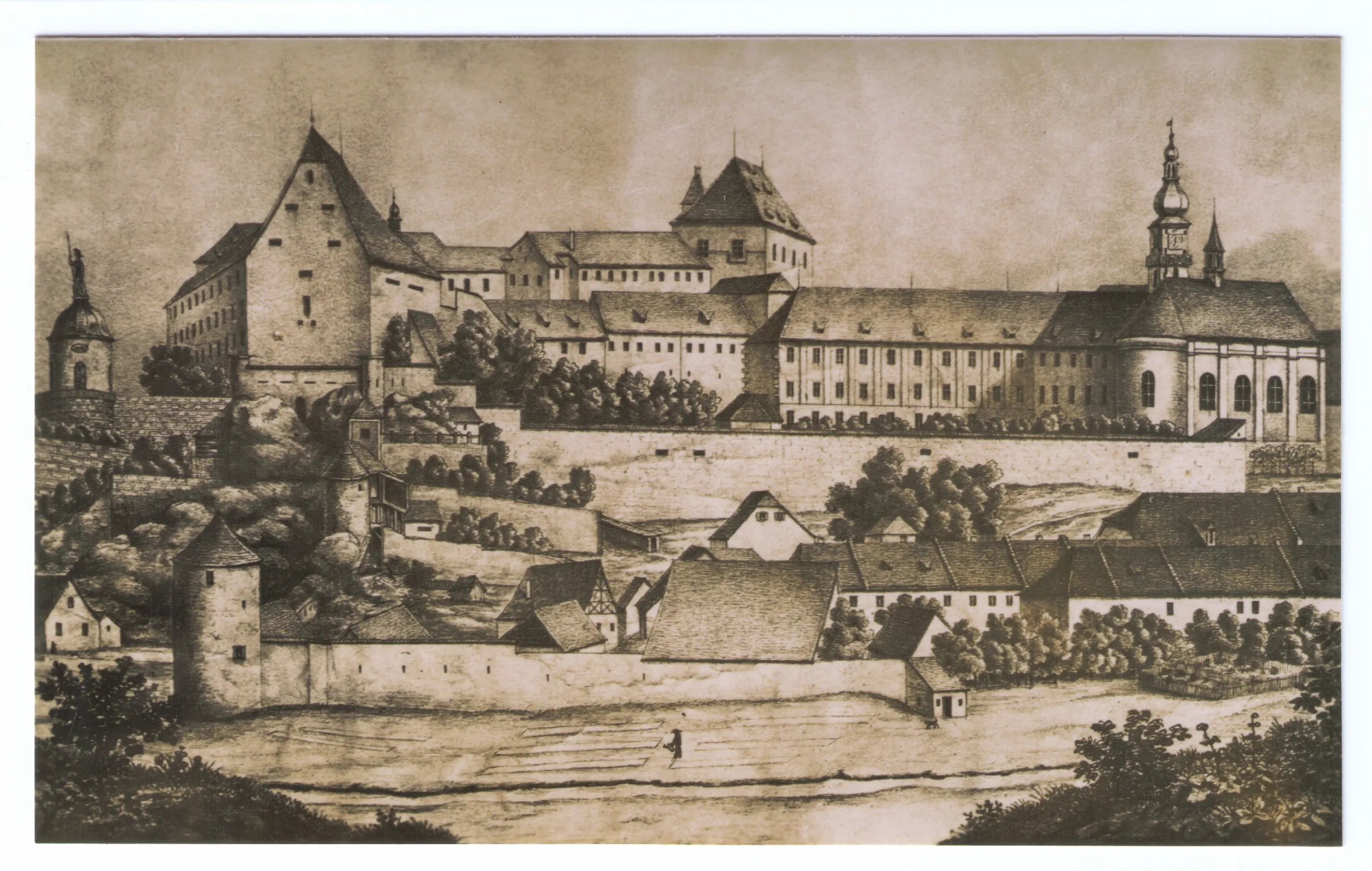 Älteste erhaltene Fotografie des Pulverturms, vor 1874.